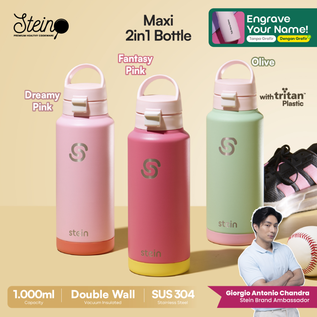 Stein Tumbler Maxi Bottle 2in1 1000ml - Botol Minum Dua Fungsi 1 Liter