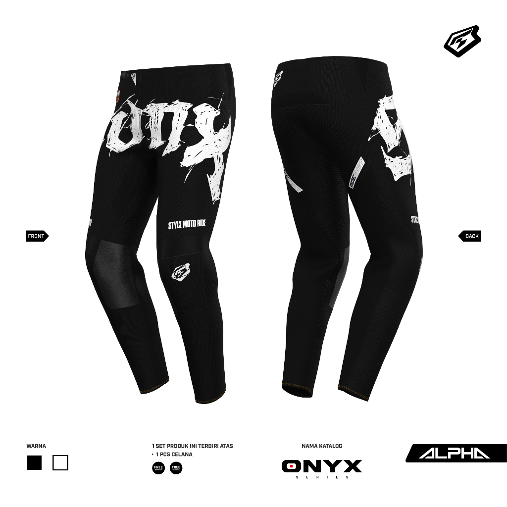 CELANA MOTOCROSS / TRAIL ADVENTURE PANTS SVNX TYPE ALPHA ONYX SERIES