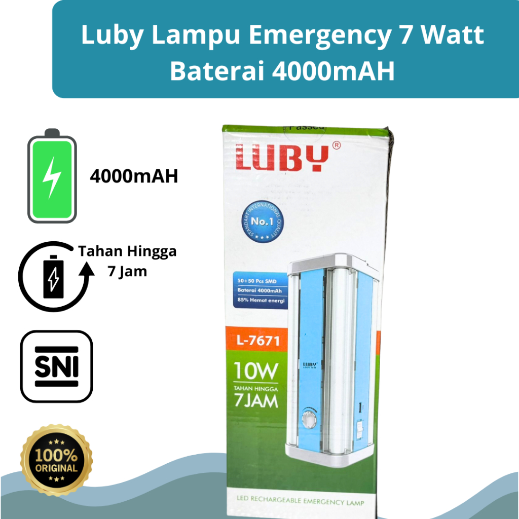 Lampu Emergency Luby L-7671 7 Watt LED SNI Original