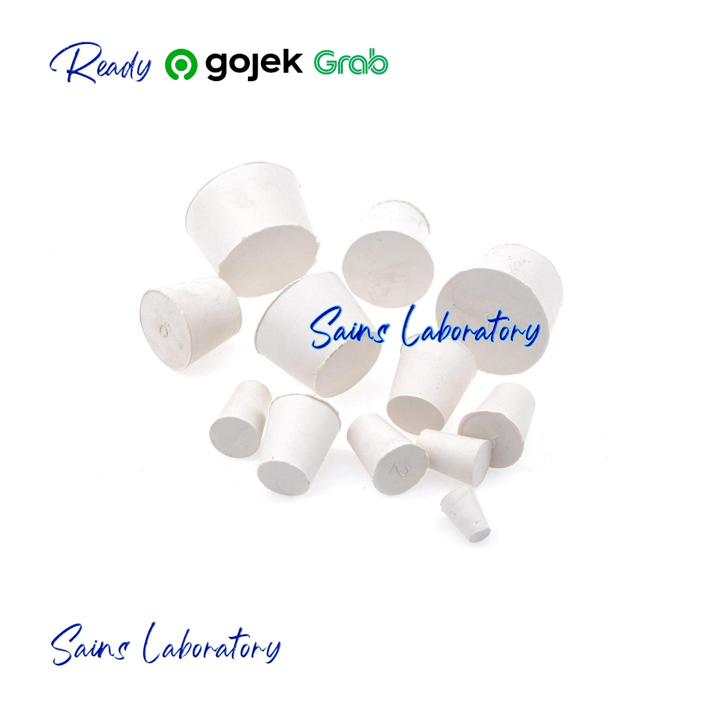 Sumbat Karet Putih No 1 Erlenmeyer 10 ml Tutup Karet Tanpa Lubang Sumbat Gabus Solid Rubber Stoppers