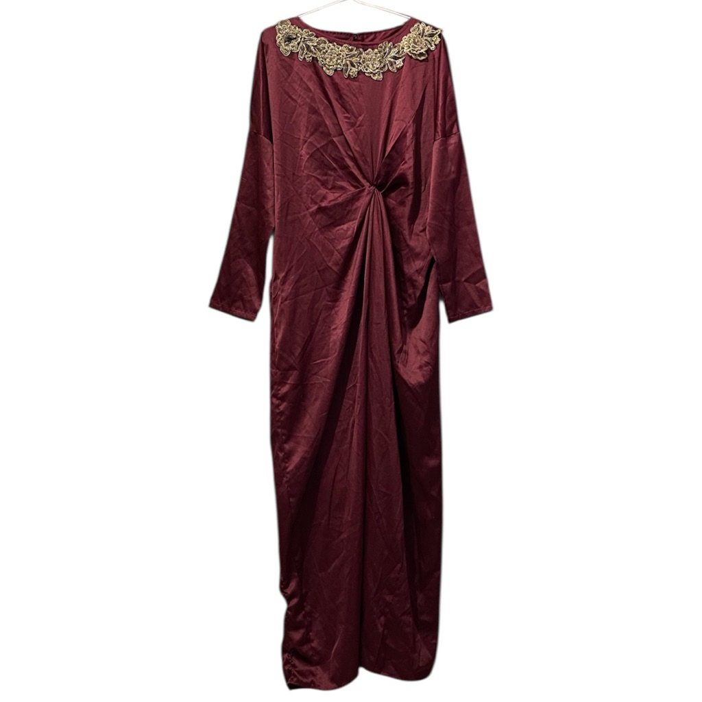Baju Kaftan Satin Premium Baju Gamis Baju Lebaran Maroon