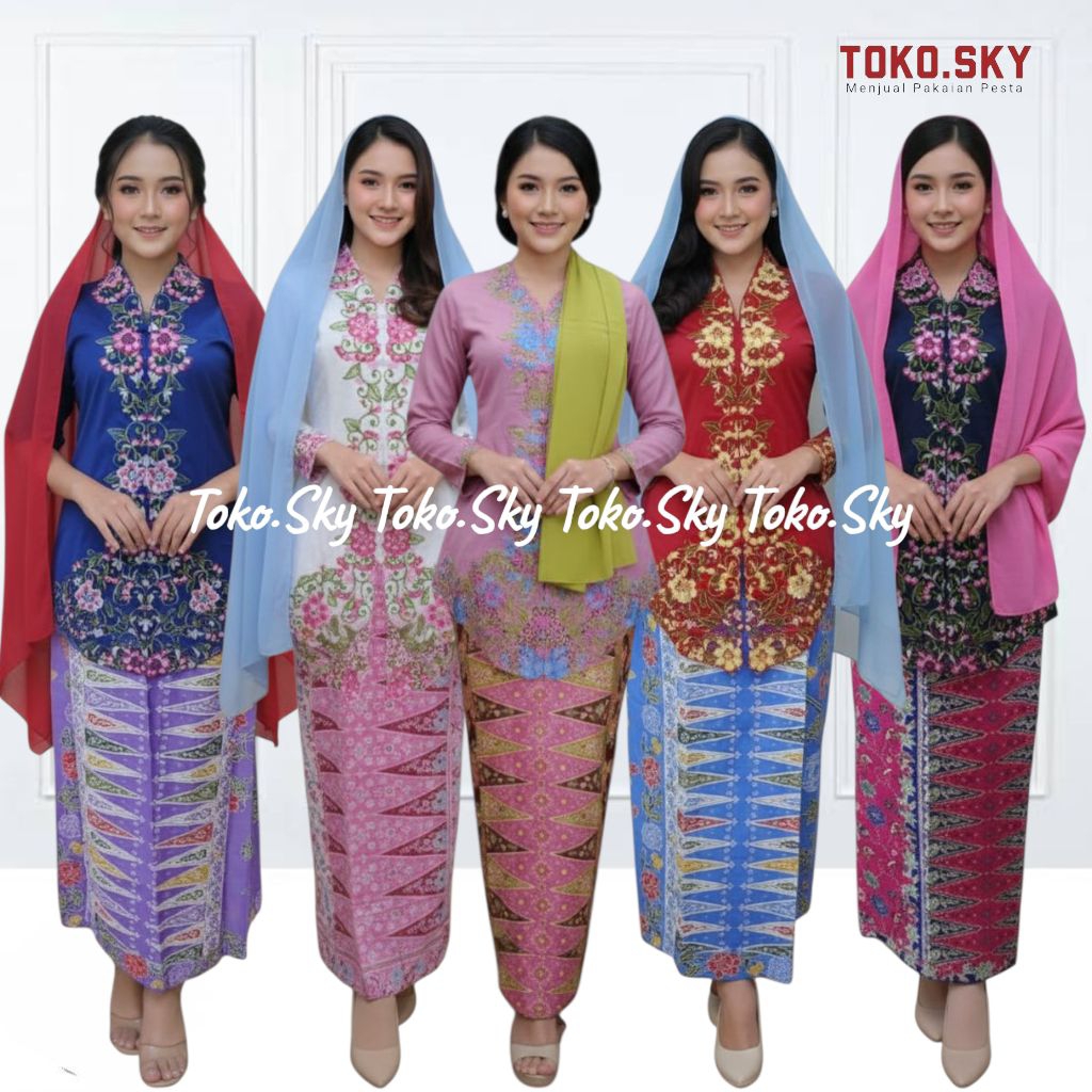 { Toko.Sky } Setelan Kebaya Selendang Yolanda/Setelan Kebaya Encim Bordir