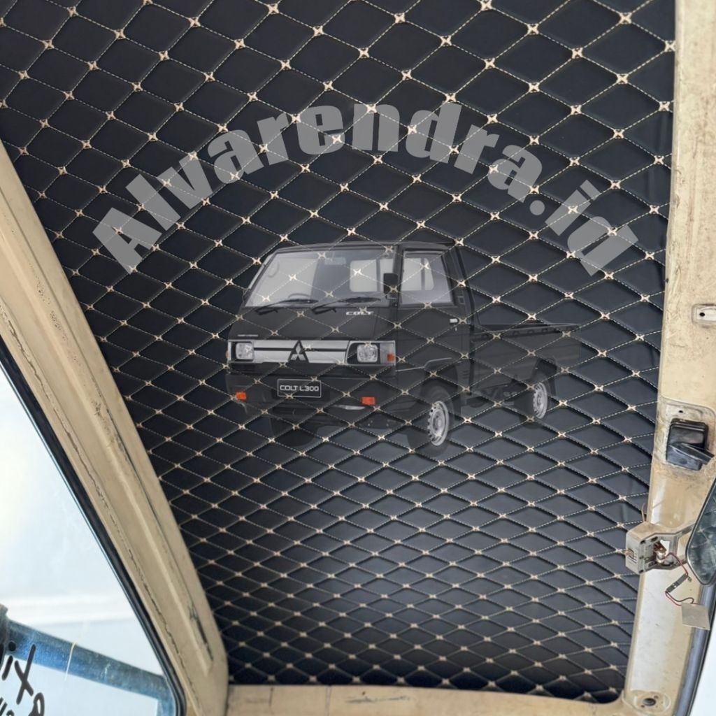 Cover Atap Plafon Mobil Mitsubishi L300 Bahan Kulit Motif Wajik Variasi Benang free lem