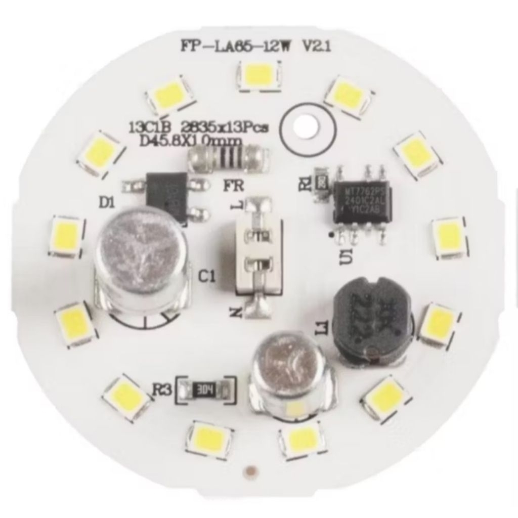 PCB lampu LED ac dob eco super 12 watt 9 volt DM45.8mm/ pcb led 12w 9v/ mesin lampu led 12w