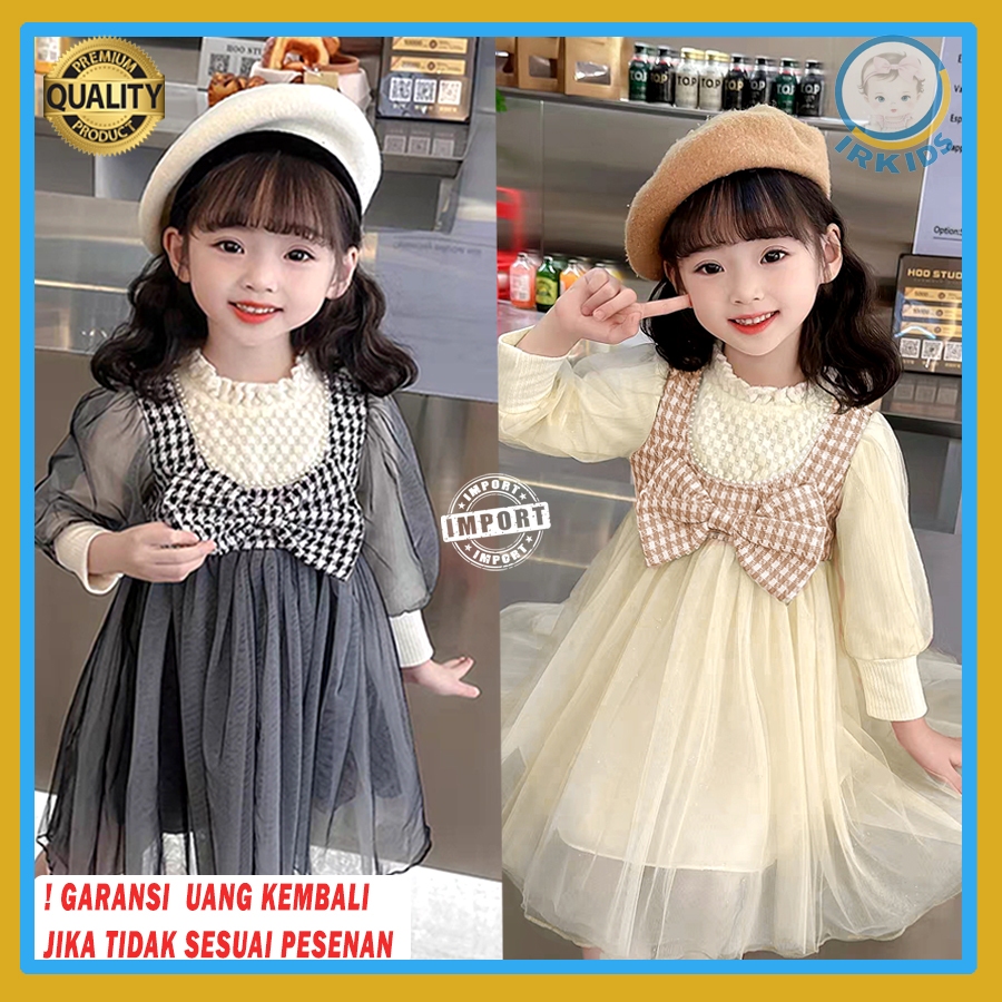 Dress Anak Perempuan Elegan Overall Inner Rajut Menyatu Import Premium | Gaun Anak Umur 1–4 Tahun Lu