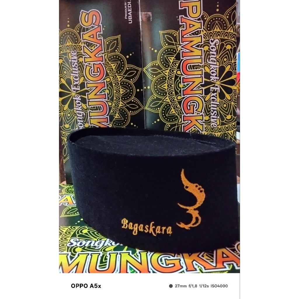 Peci songkok peci hitam logo kujang gold gratis nama anak