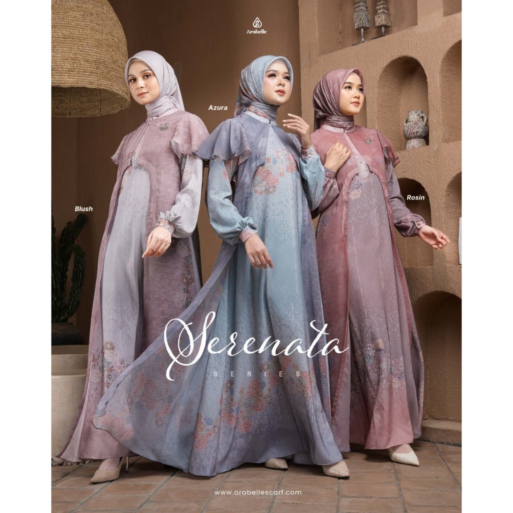 Arabelle Serenata Series 2026 | Dress Muslim Premium & Scarf | Gamis Busui Wudhu Friendly | Baju Leb