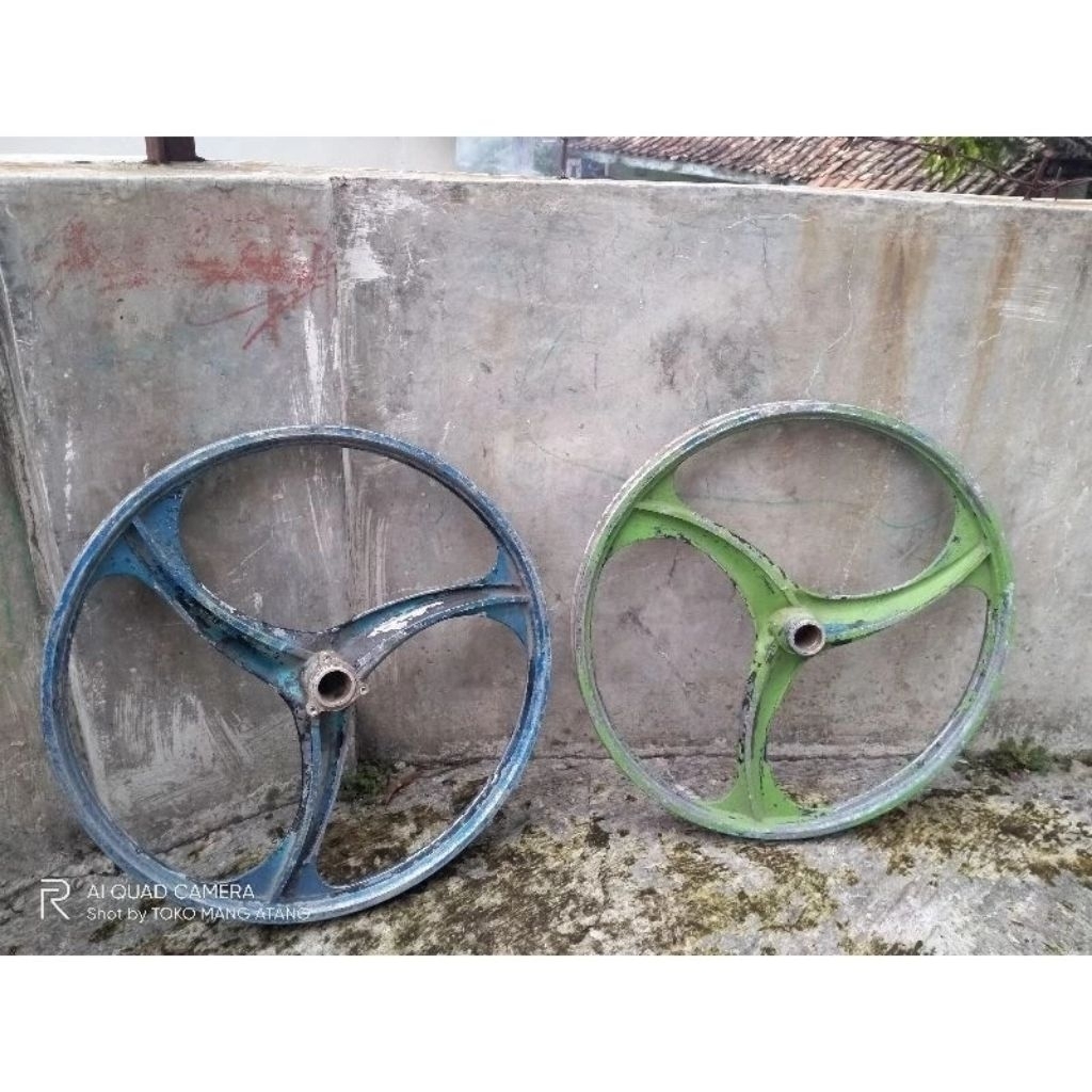 SEPASANG Velg Sepeda Bintang racing Alloy Kipas tiga UKURAN 20" DEPAN BELAKANG untuk sepeda bmx mini