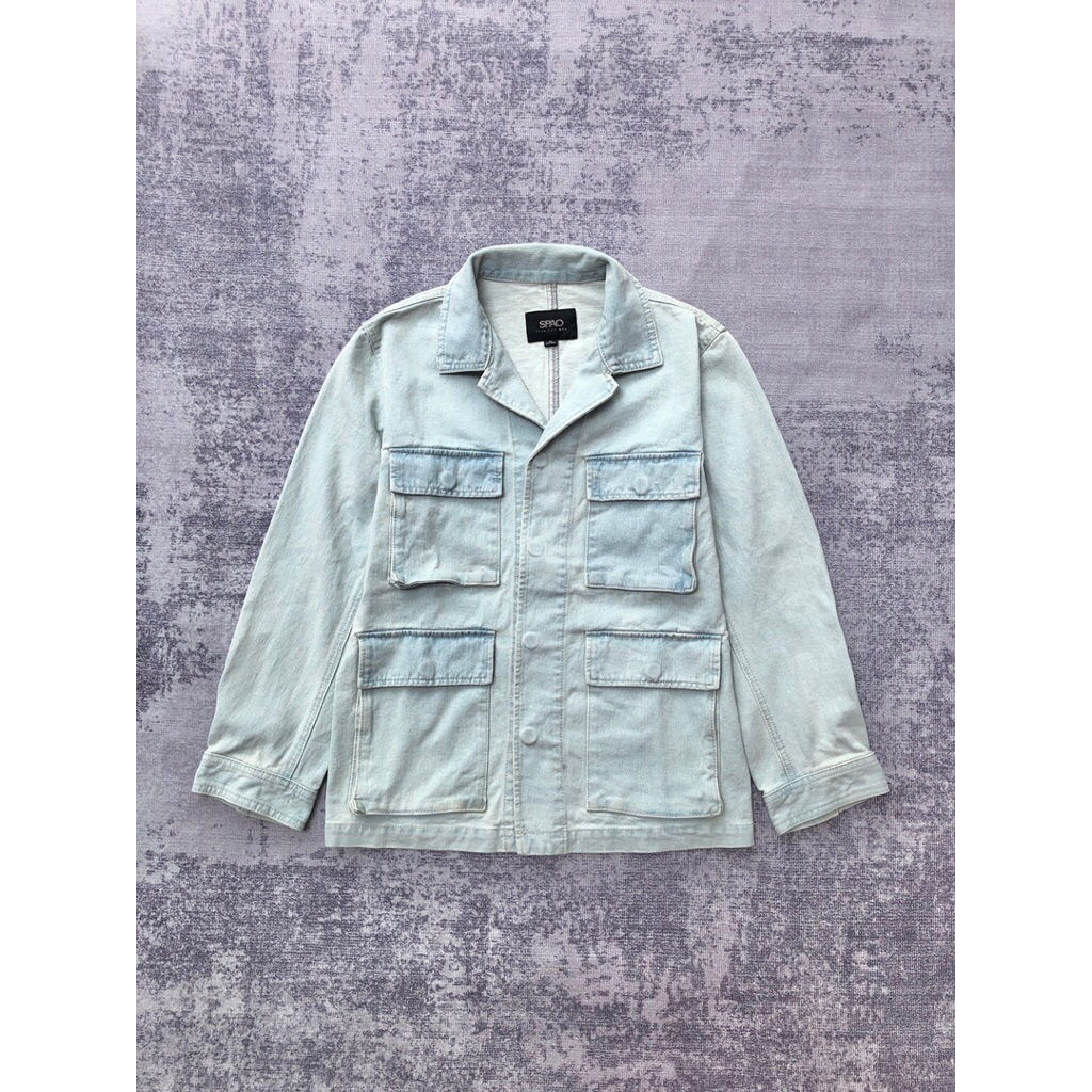 jaket jeans jacket denim multi pocket utility