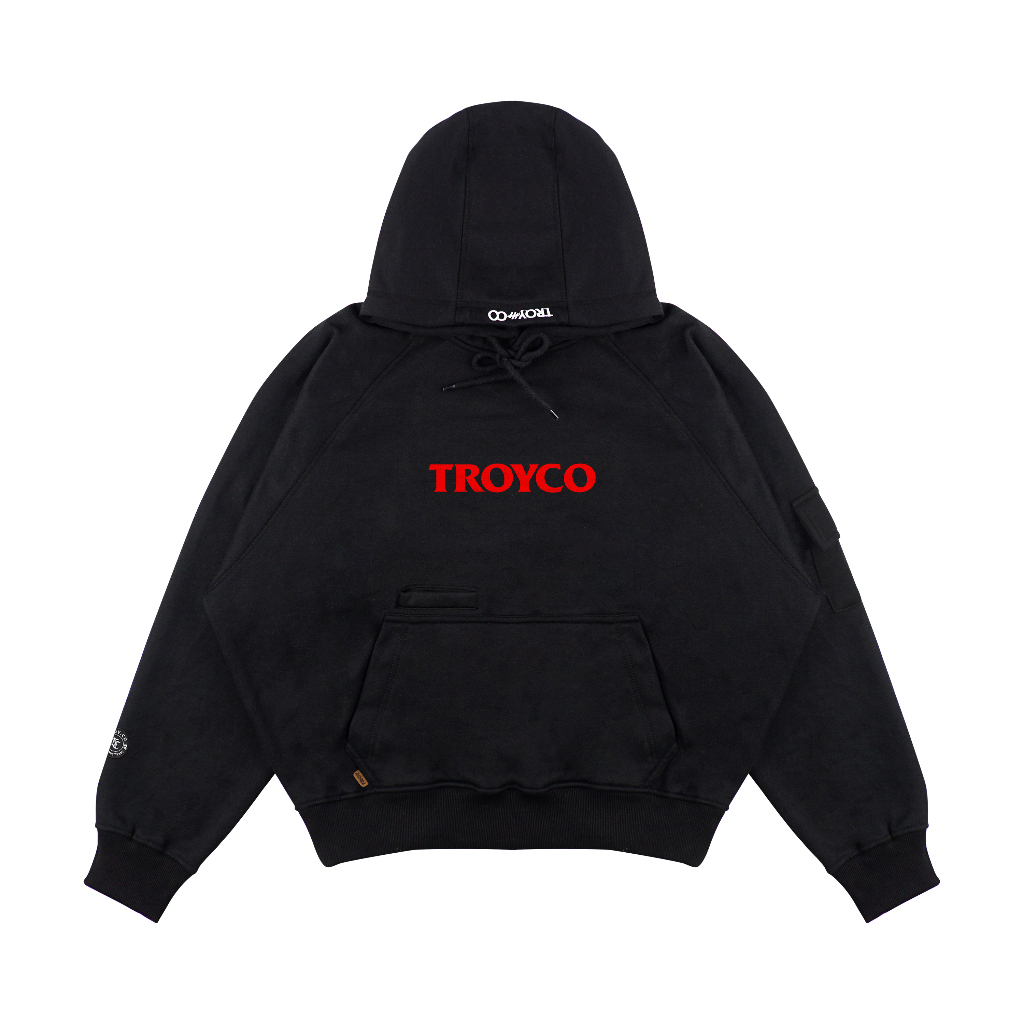 Troy Company Boxy Arm Pocket Hoodie Agwyp - Hoodie Boxy Hitam BAPH 3399