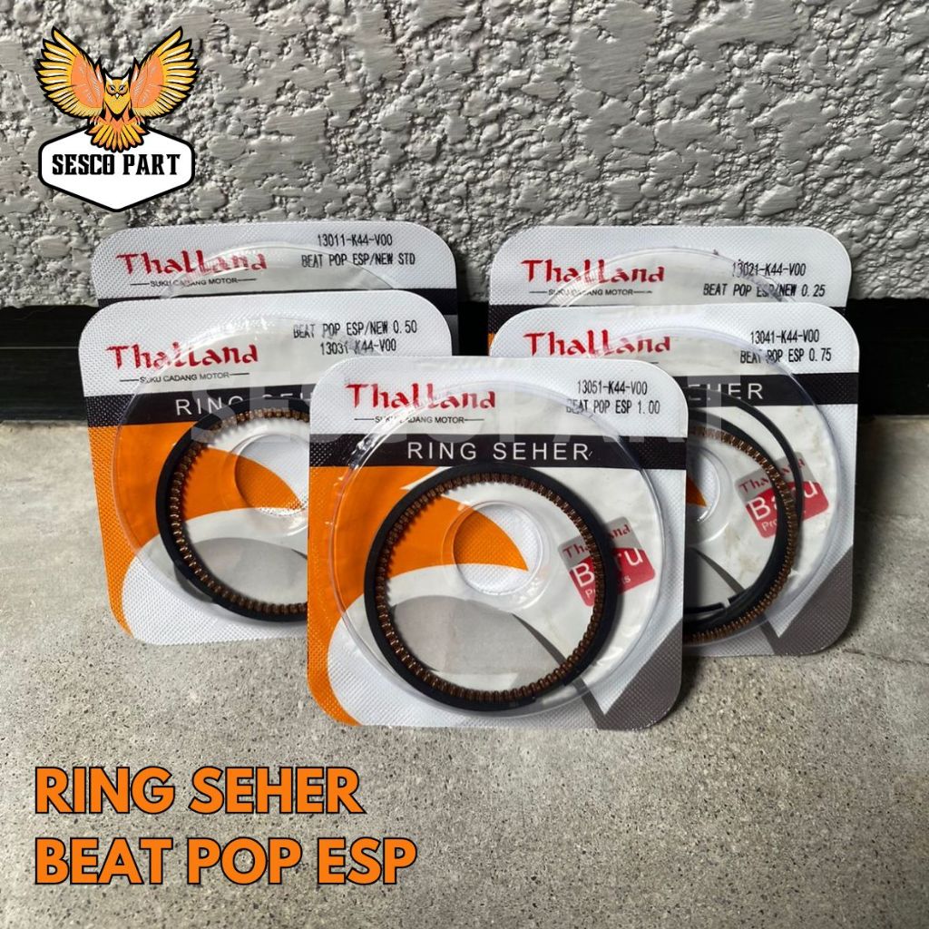 RING PISTON SEHER BEAT ESP POP SCOOPY FI ESP STATER HALUS K44 OS STD/25 /50/75 DAN 100 THALLAND