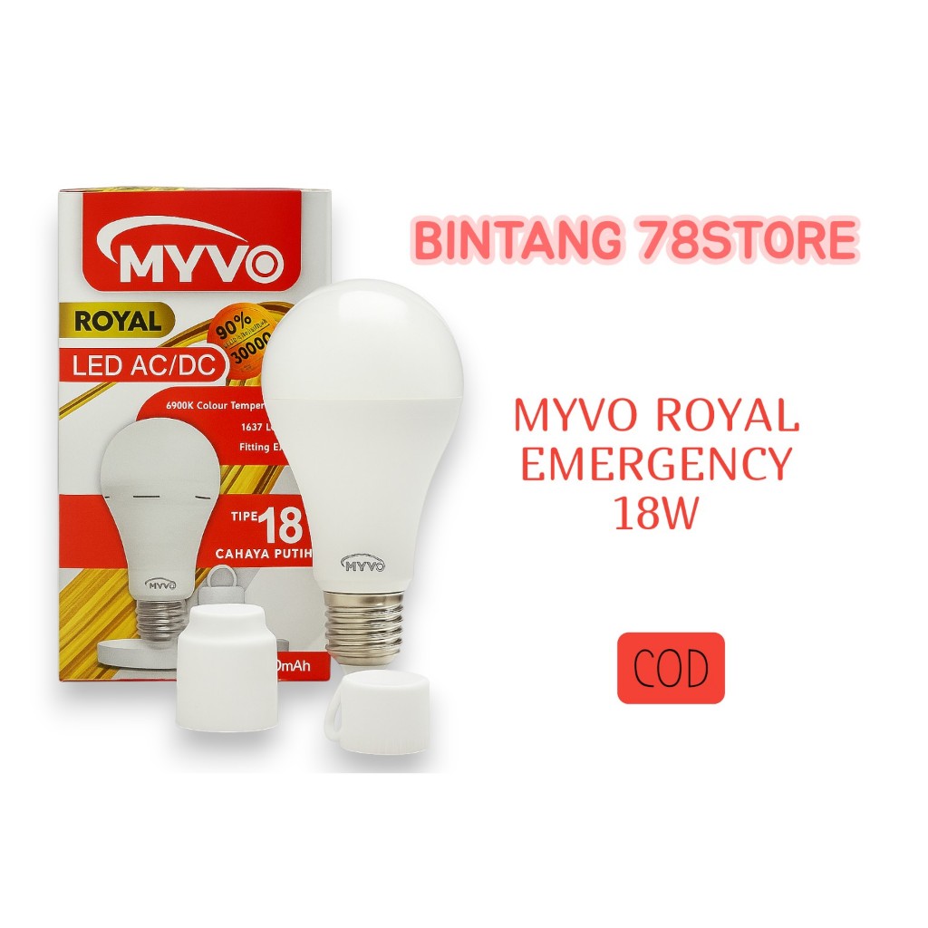 LAMPU LED EMERGENCY MYVO ROYAL TIPE 18 PUTIH SNI - BOHLAM MYVO ROYAL