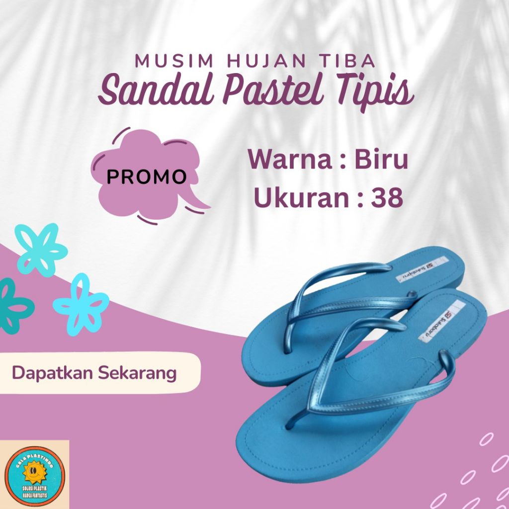 Sandal Japit Wanita Pastel Tipis / Sendal Karet Cewek Warna Cantik / Sandal Santai Harian Anti-Slip
