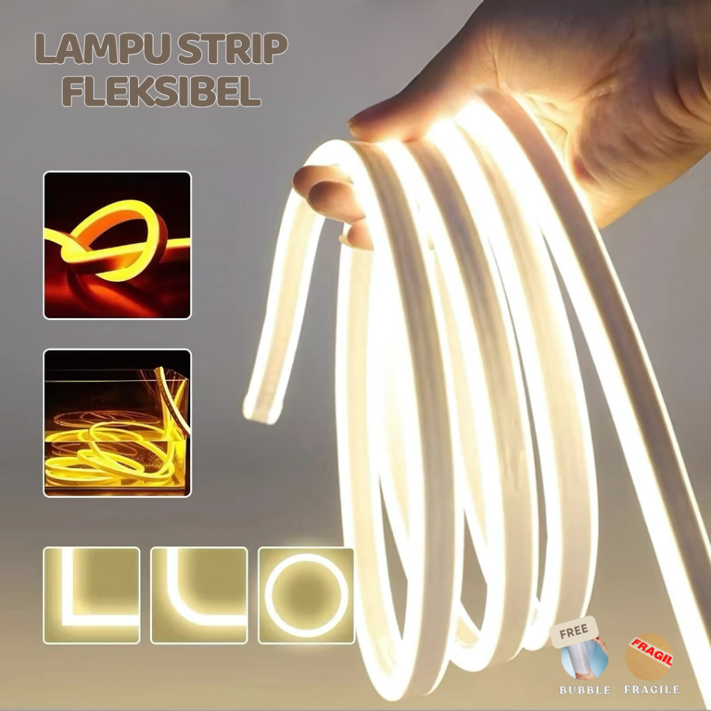 LAMPU STRIP NEON FLEKSIBEL 220V 5M 10M INCLUDE SOKET + TUTUP ( SIAP PAKAI ) LED SELANG FLEKSIBEL 220