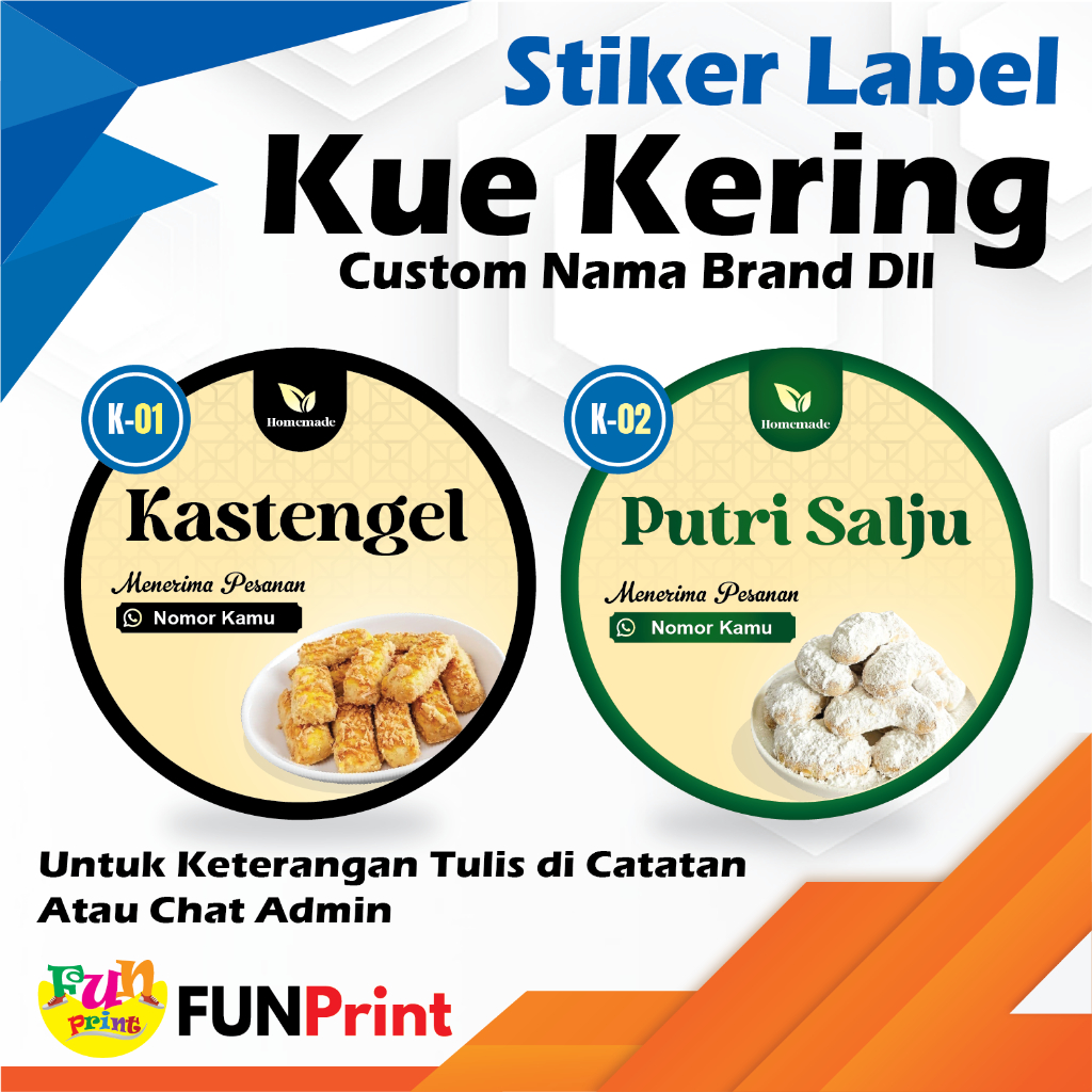 Stiker Kue Kering / stiker toples tabung / stiker custom