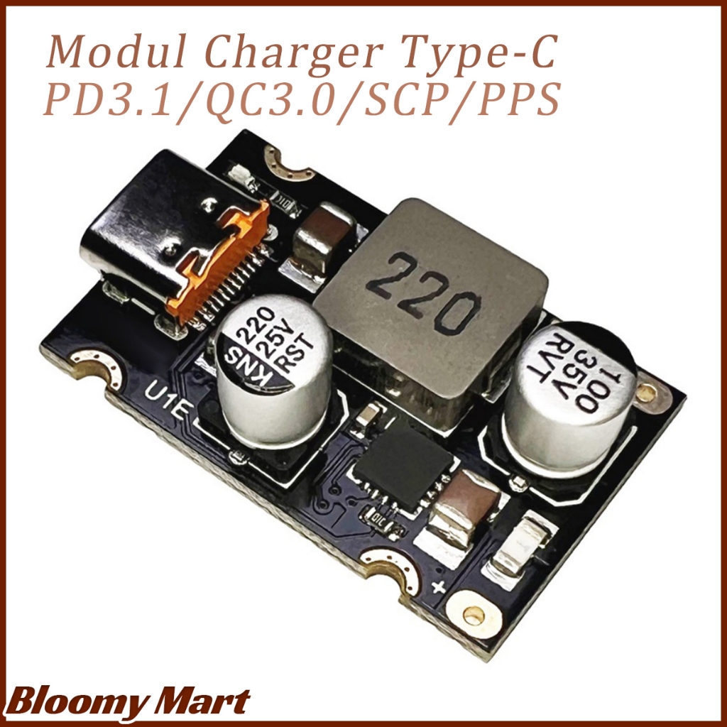 Pengisian Baterai Module Step Down Fast Charging Type-C PD 65W DC 8‑30V PD3.1 PPS Quick Charging QC3