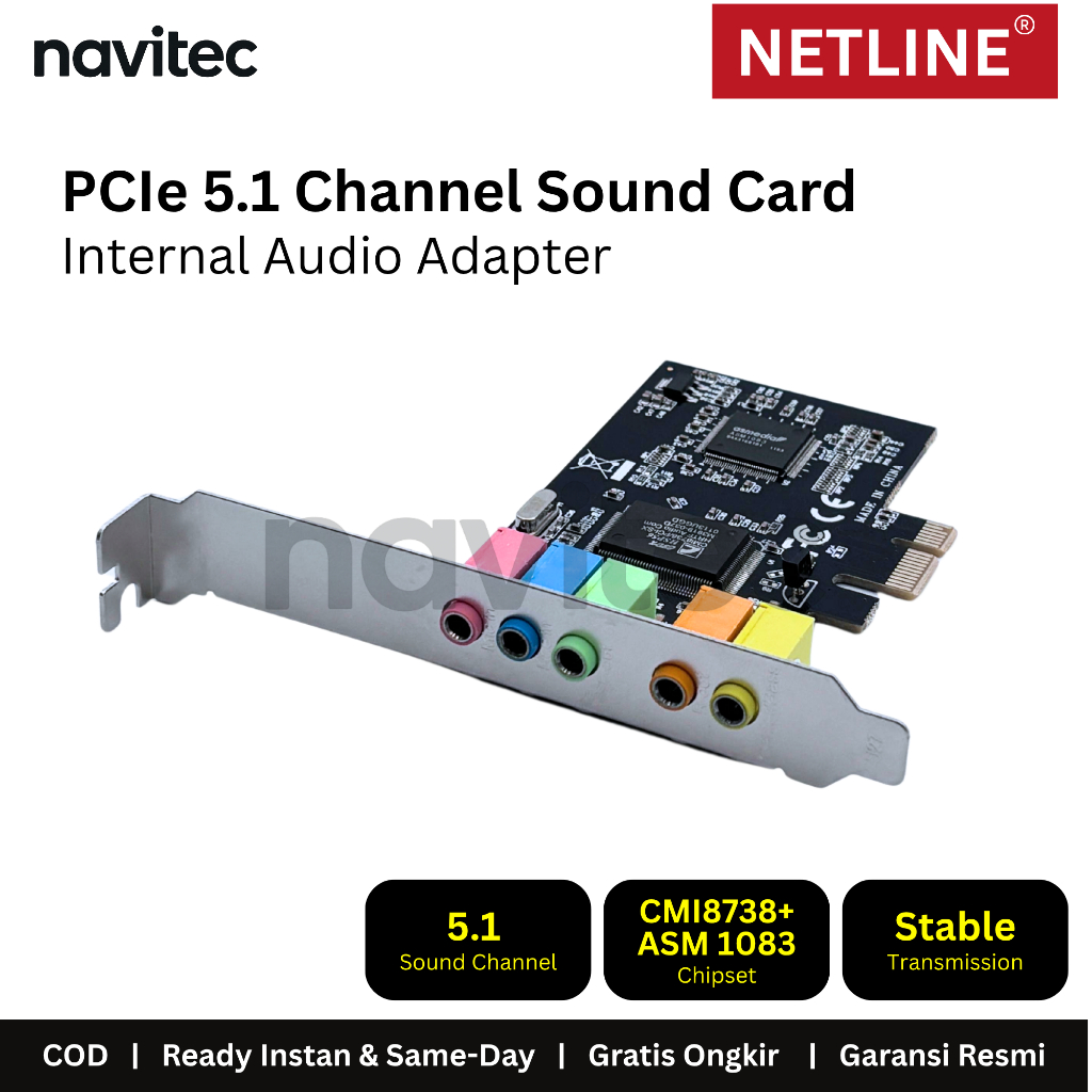 Netline PCIe 5.1 Surround Sound Card PCI Express Expansion Card