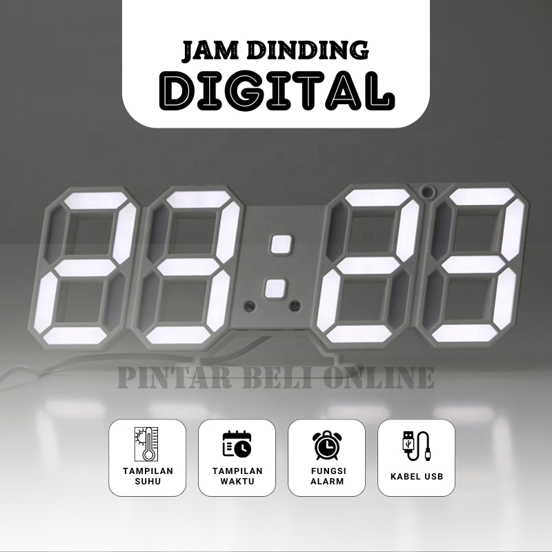 Jam Dinding Digital Modern / Jam Dinding Digital LED 3D/ Jam Dinding LED / Jam Meja Led Digital + SU
