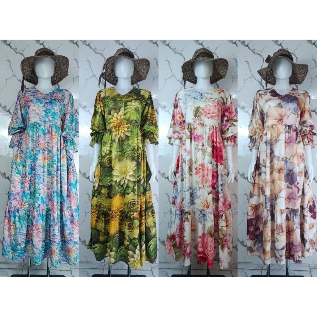 MIDI ALISA//DRESS RIVCO RAYON PREMUIM//MIDI DELIVE//MIDI DRESS ARSYLA BEST SELLER