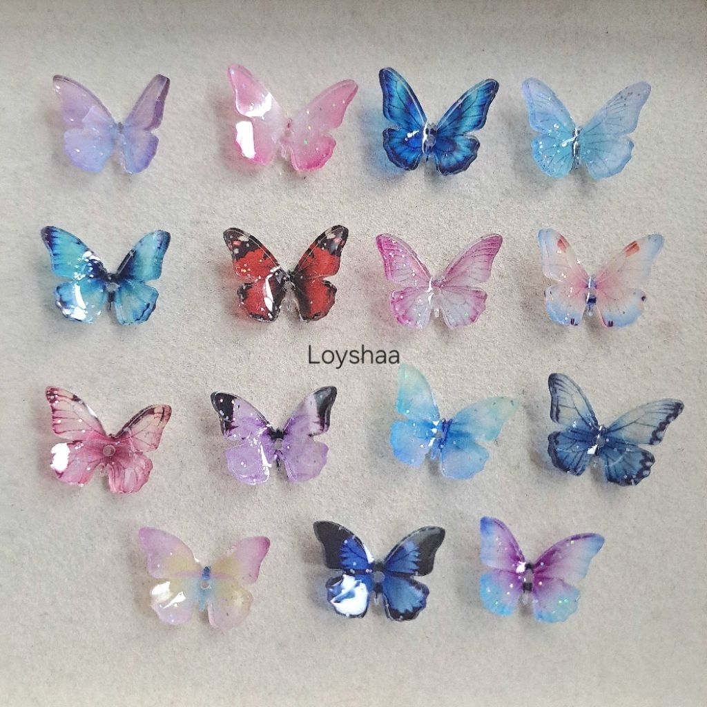 5pcs Manik Kupu Kupu Shrink Paper | Manik Kupu Shrink Paper Lubang Tengah | Manik Kupu Lubang tengah