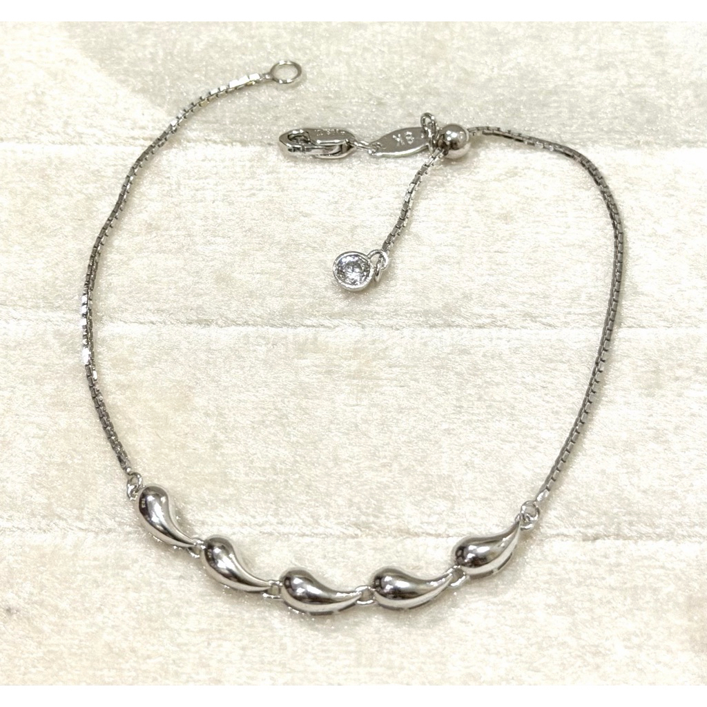 Gelang Rantai Emas Putih Tetes Air Variasi Serut 8k