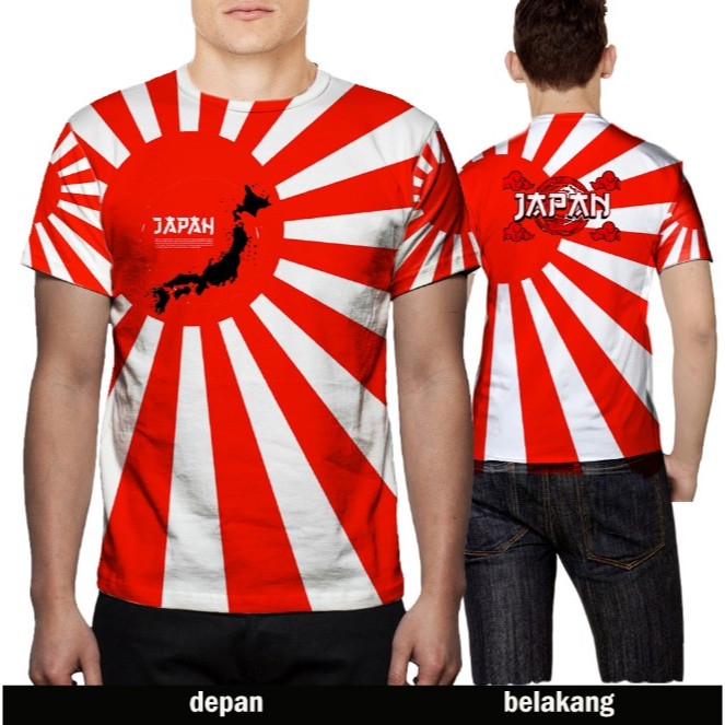 Kaos Bendera Jepang Japan New art 2 Matahari Terbit  Kyokujitsu-ki Fullprint Custom keren