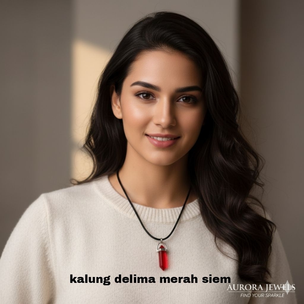 kalung pendulum delima merah siem tali hitam
