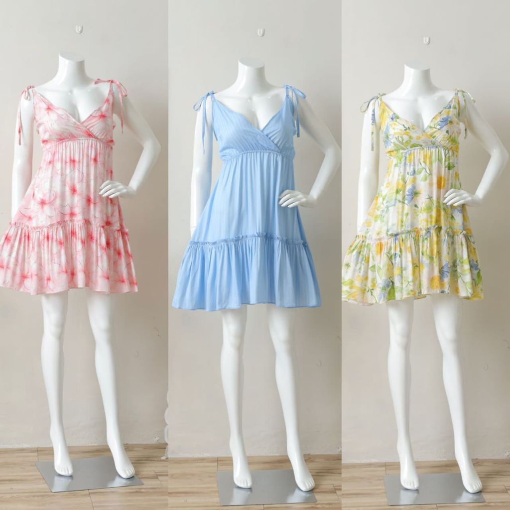 MOZZA DRESS/ HAURA DRESS DASTER PENDEK MINI SEXY SELUTUT TALI KERUT KEKINIAN BUSUI FRIENDLY RAYON PR