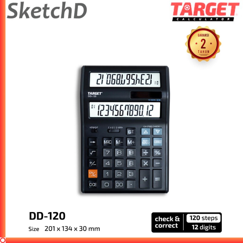 Kalkulator Meja Besar 2 Layar 12 digit DD 120 Target Desktop Calculator dual screen DD120