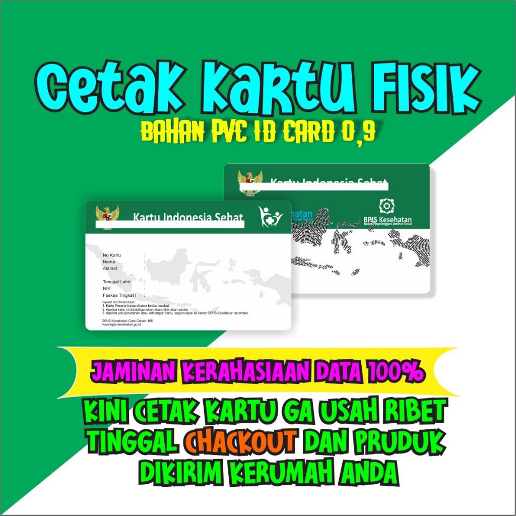 Cetak Kartu PVC BPJS Fisik NPWP Nikah ketebalan 0,9