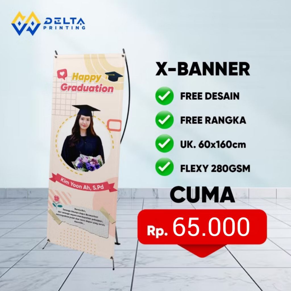 X-Banner Wisuda Aesthetic - Stand Banner Wisuda Keren - Murah Meriah Gratis Desain
