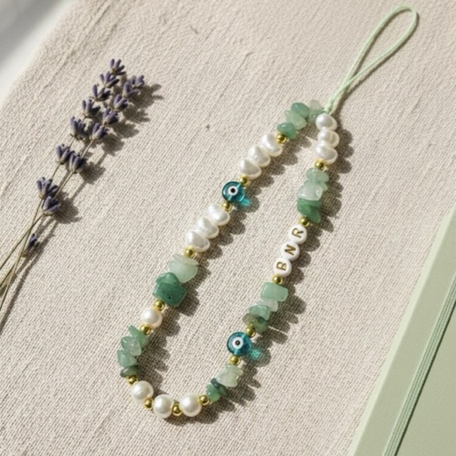 Strap Phone Batu Alam Custom Green Aventurine