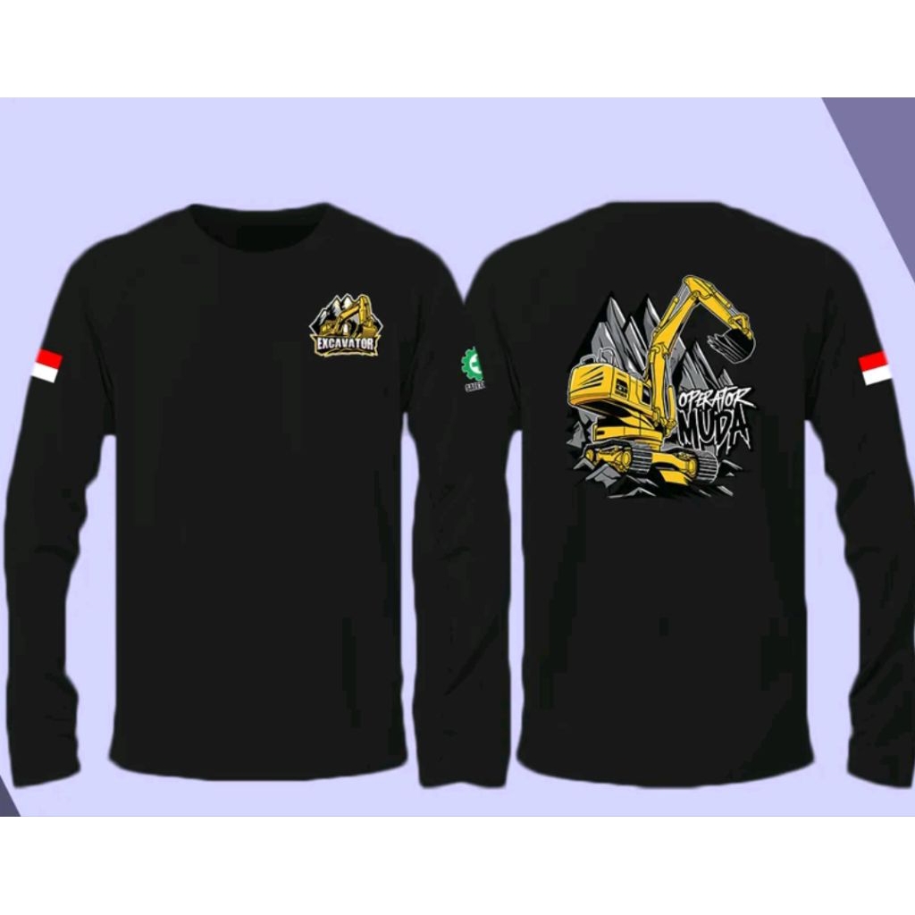 kaos operator excavator operator muda lengan panjang