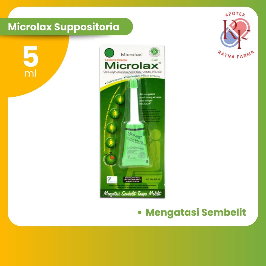 Microlax suppositoria Gel 5 ml - Mengatasi Susah Buang Air Besar / Sembelit