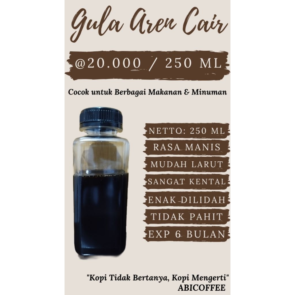 Gula Aren Cair Kemasan Botol 250 Ml