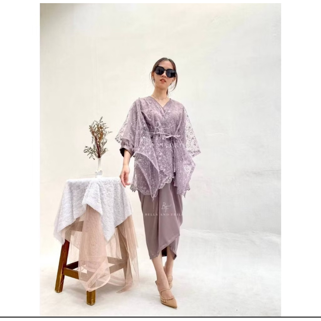 ONE SET ROK LILIT SATIN + KIMONO BLOUSE/SET