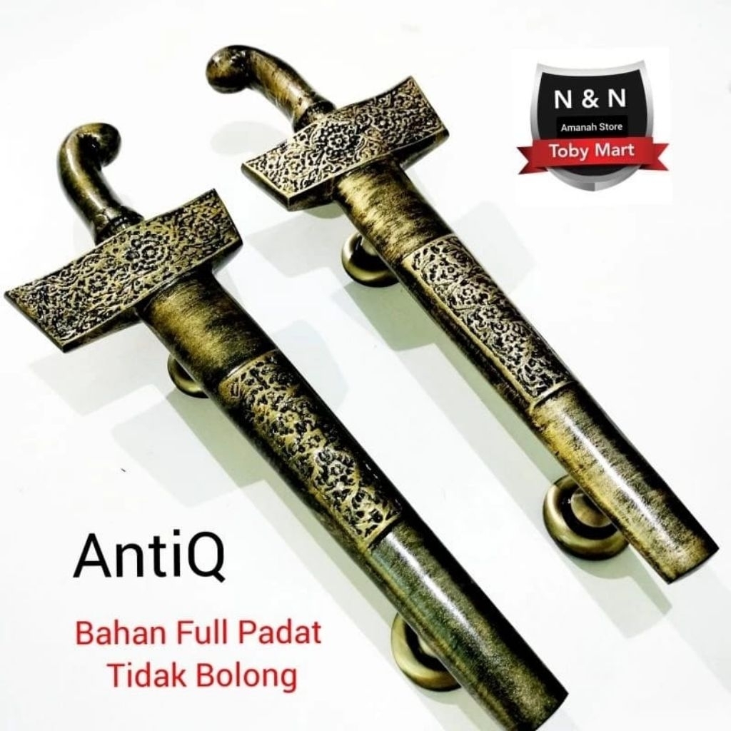 Handle Tarikan Pintu Rumah Model Keris Kuningan Antik / Pegangan Pintu Rumah