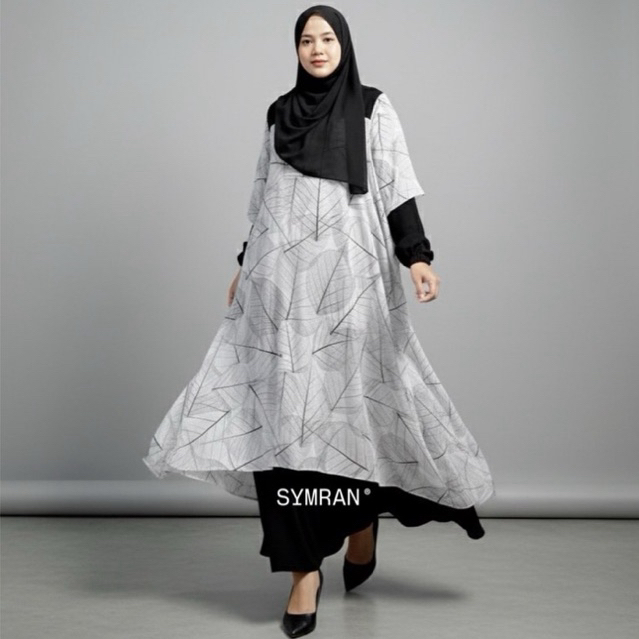 azura motif daun gamis abaya symran