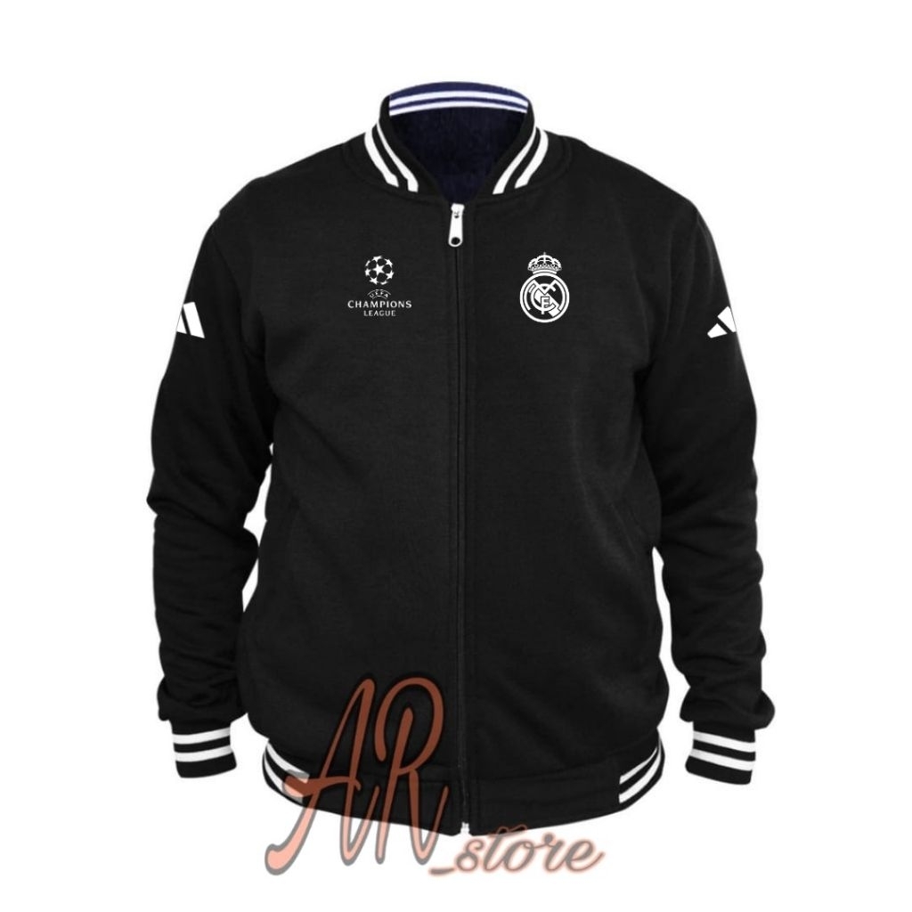 Jaket UCL Real Madrid Jaket Tracktop Varsity Pria Wanita