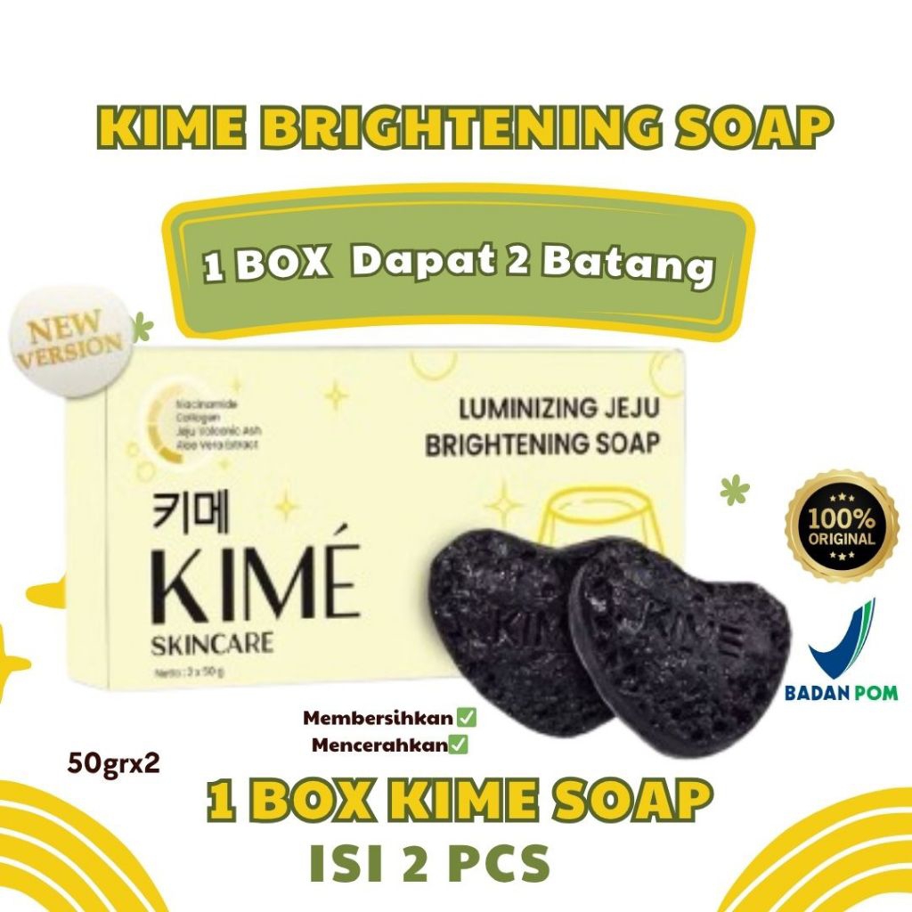 KIME LUMINIZING BRIGHTENING SOAP /KIME SKINCARE - SABUN KIME 1 BOX DAPAT 2 PCS KIME SOAP MENCERAHKAN