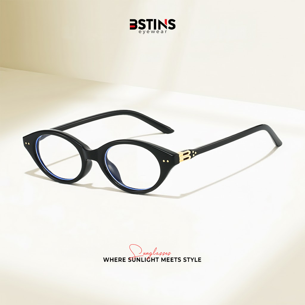 Bstins Kacamata Photocromic Frame Minus Anti Radiasi Anti UV400 TR-90+Polycarbonate Bentuk Oval Retr
