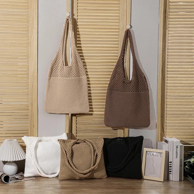 Tas Rajut Model Korea | Tas Tote Rajut Wanita Santai & Stylish