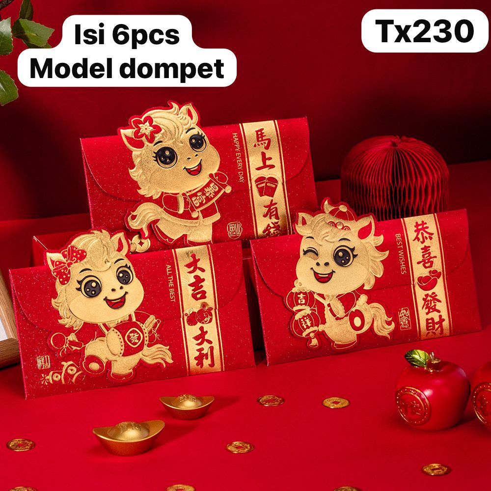Imlek 2026 - Angpao Imlek Mewah - Angpao Shio Kuda 2026 Model Dompet - Angpao Dompet 3D - Angpao