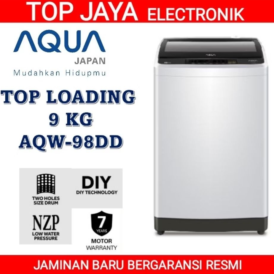 MESIN CUCI AQUA 9KG TOP LOADING/MESIN CUCI TOP LOADING AQUA 9 KG NEW SERIES BARU BERGARANSI RESMI