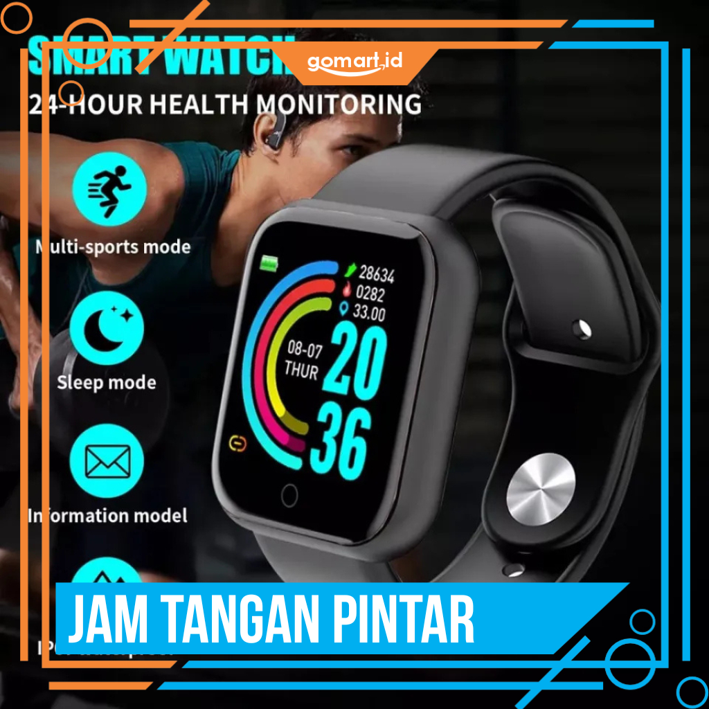 Jam Tangan Pintar Y68 - Smart Watch D20 - Jam Tangan Couple Anti Air IP68