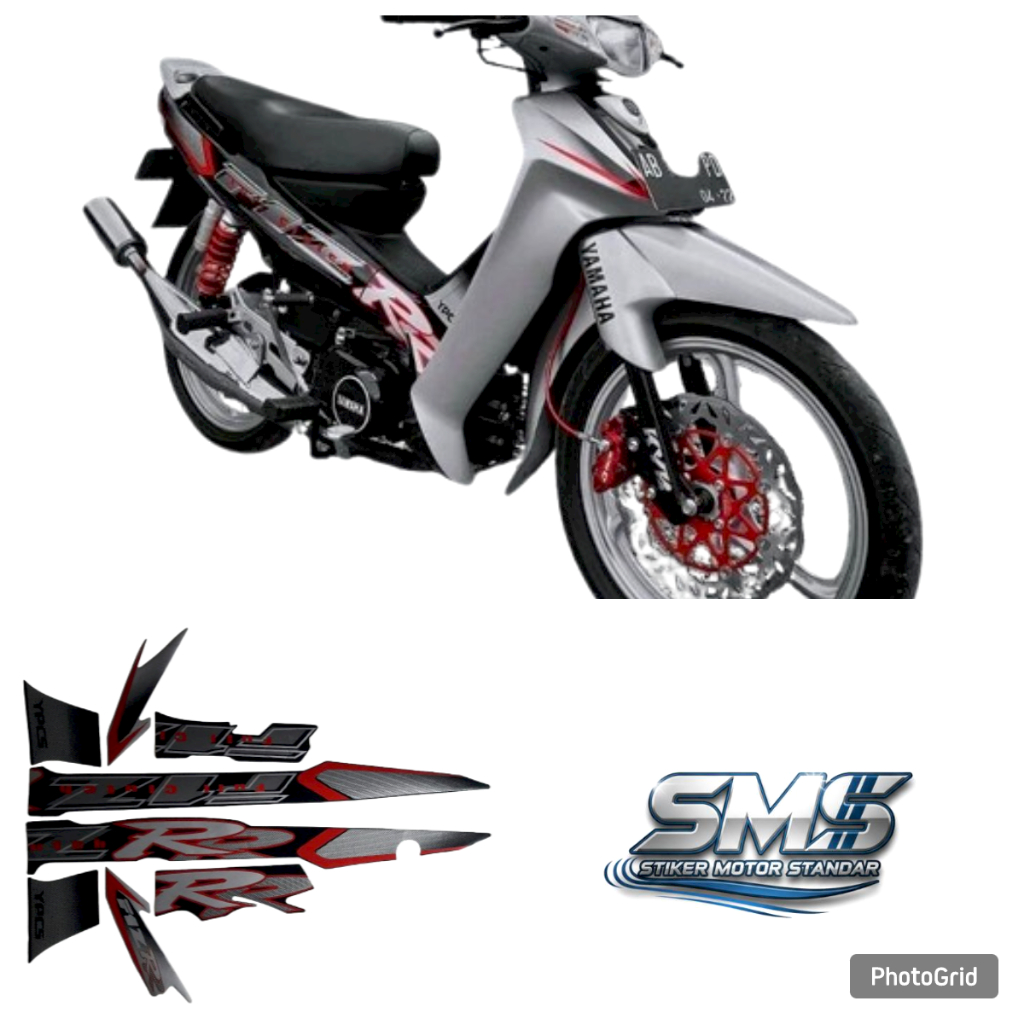 STICKER STIKER STRIPING LIS LES BODY MOTOR YAMAHA F 1ZR 2001 F1ZR HITAM-SILVER