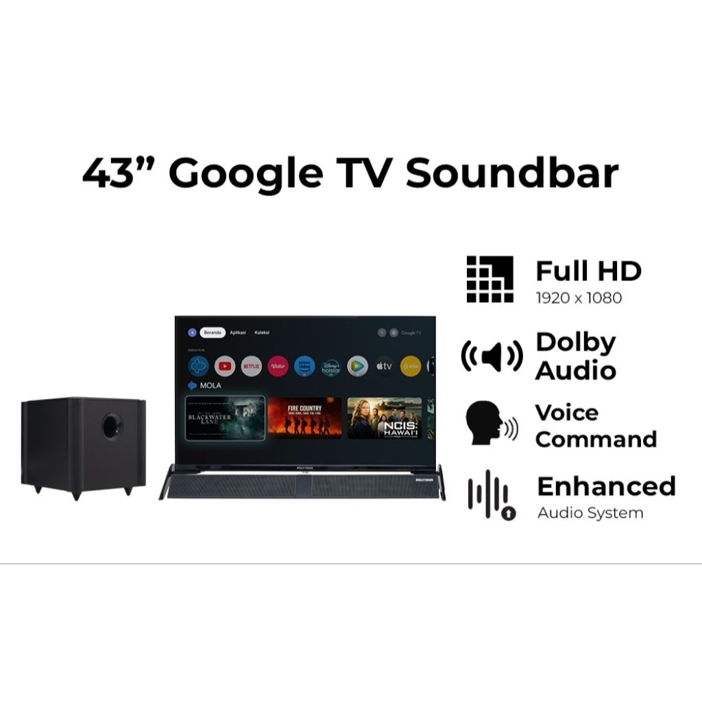 Google TV 43 inch Polytron Soundbar