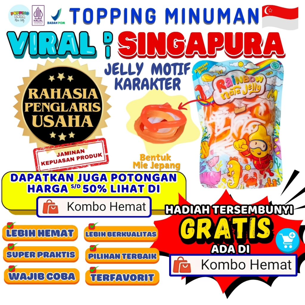 Jelly Motif Karakter Topping Minuman - Jelly Bentuk Mie Jepang Cocok Untuk Semua Minuman