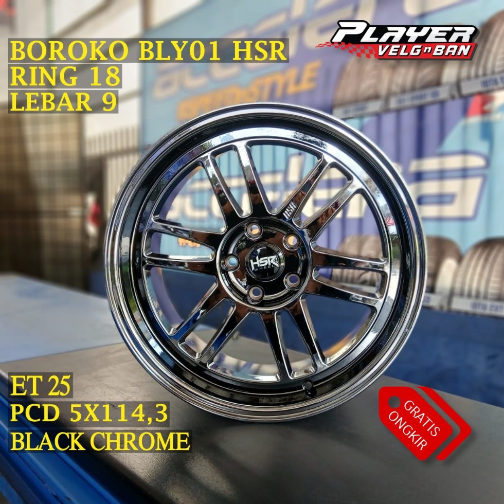 FELEK MOBIL RING18 CELONG BLACK CHROME UNTUK CAPTIVA RUSH INNOVA VELG HSR BLY01 R18 L9 LUBANG5X114,3