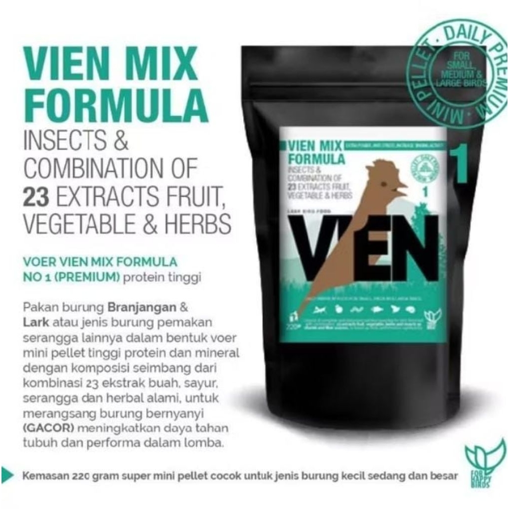 VIEN MIX FORMULA 1 DAYLI PREMIUM BIRU No. 1 Branjangan, Java & Lark Isi 220 Gram